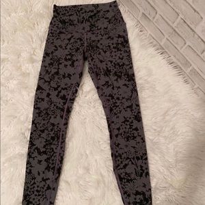 Lululemon Wunder Under Grey Floral Leggings